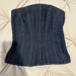 H&M Dark Indigo Strapless Denim Corset Top